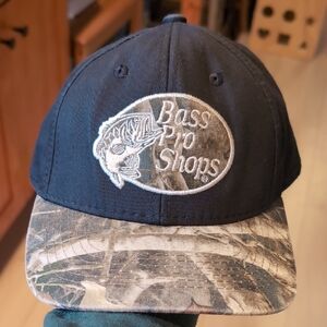 Bass Pro Shops Black Cap with Camo Brim